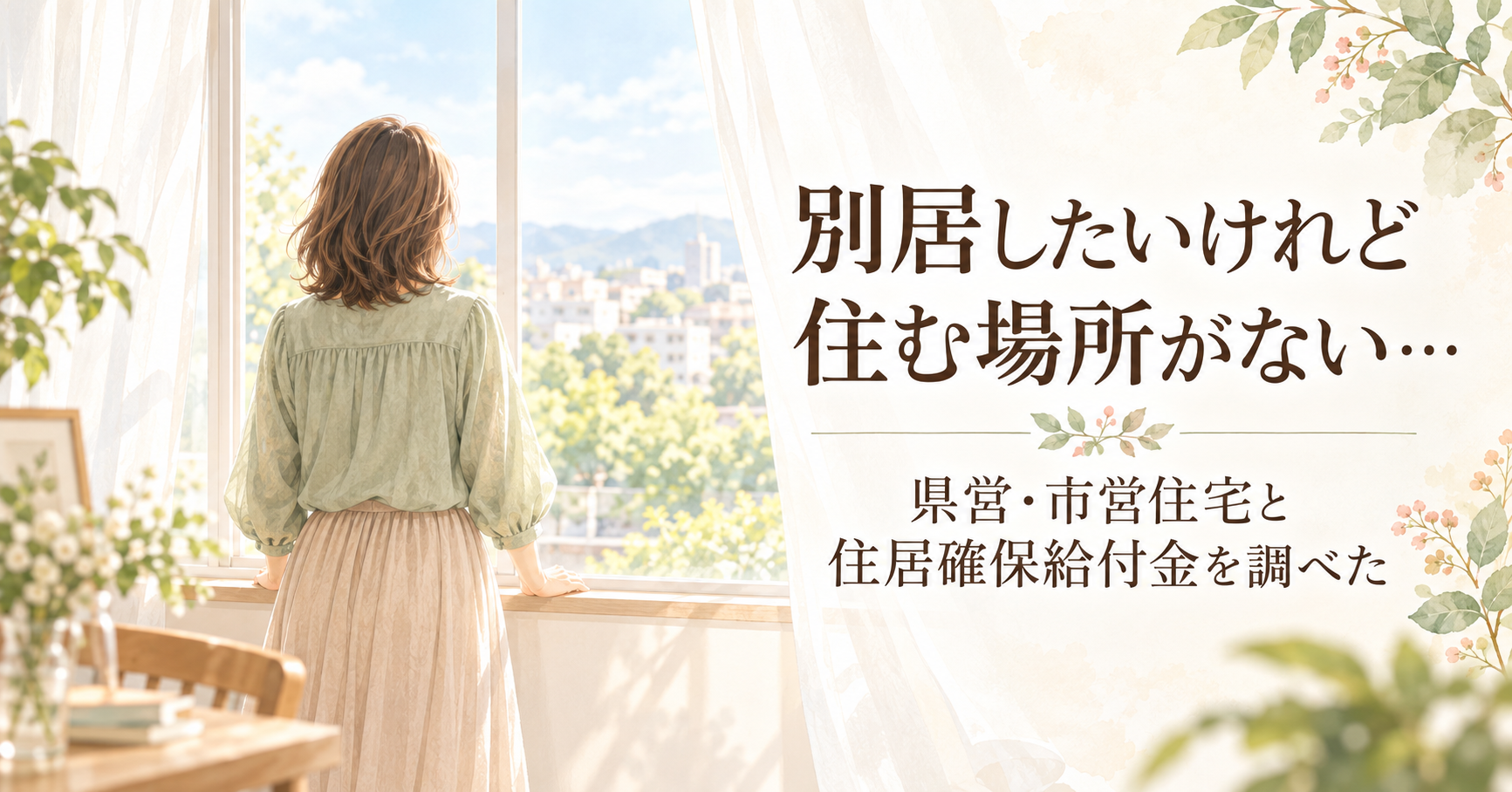 窓辺で外を眺める女性の後ろ姿